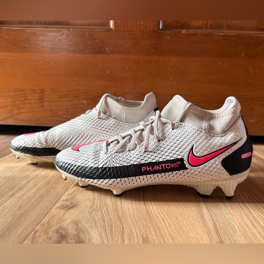 Nike Phantom GT Elite Soccer Cleats - White and Black with Pink Accents